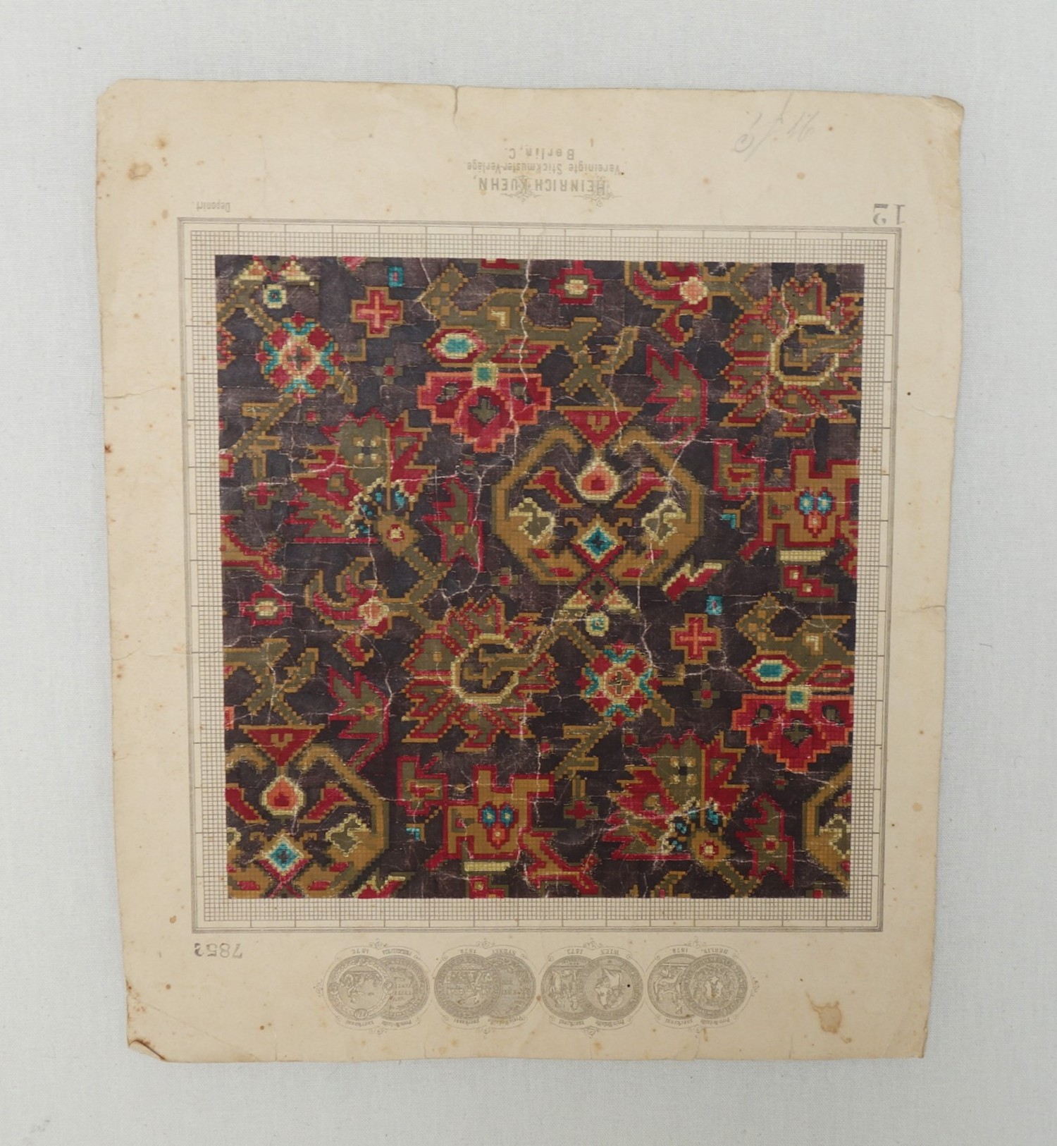 Berlin work chart with a design based on carpet motifs (Berlin, c. 1880; TRC 2018.1581).