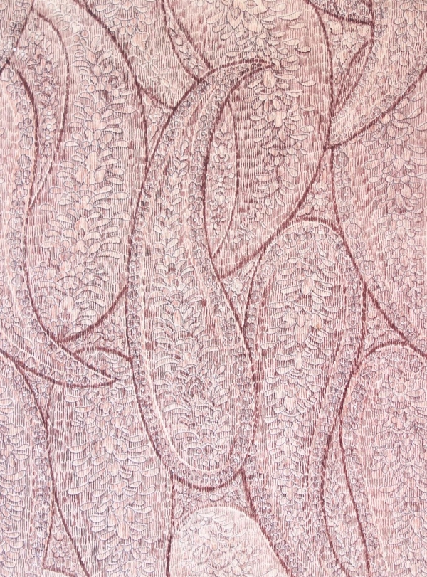 Printed synthetic cloth sample with paisley motifs, European, 1950's.