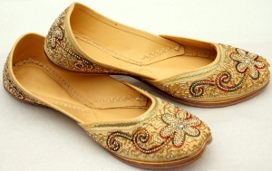 Modern mojaris from India with hand embroidered beads.