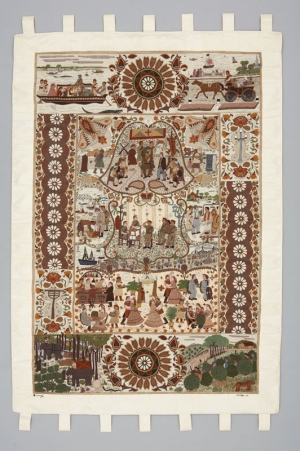 'Georgian Times', a nakshi kantha embroidered picture, designed by Surayia Rahman in Bangladesh, 2003.