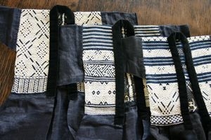 Three types of kogin: from left to right: higashi kogin; nishi kogin; mishima kogin