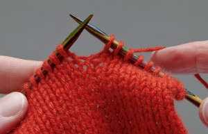 The process of knitting.