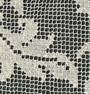 Piece of filet lace, made with a form of linen stitch.