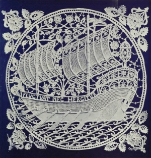Example of Aemilia Ars needlepoint lace. 1914.
