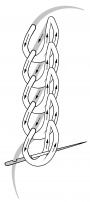 Schematic drawing of the split chain stitch.