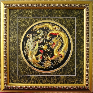 Framed Chinese silk embroidery, presented as fine art.