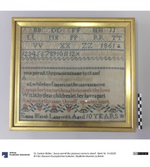 British sampler dated 1861.