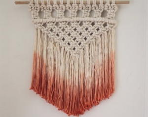 Dip-dyed macram&eacute; wall hanging.