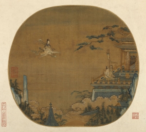 Embroidery 'Riding a crane over a beautiful terrace', Southern Song, China. 