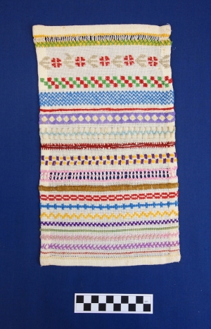 Example of a stitch sampler ('stekenlap'), The Netherlands, 1960s.