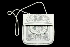 Moroccan embroidered leather bag, Fez, early 20th century.