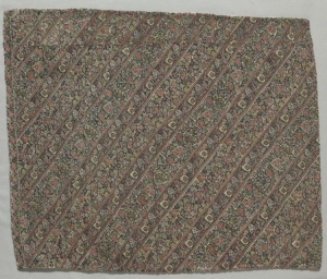 Fragment of embroidered fabric in the Naqsh tradition, perhaps for a pair of woman's trousers. Iran, (early) 19th century.