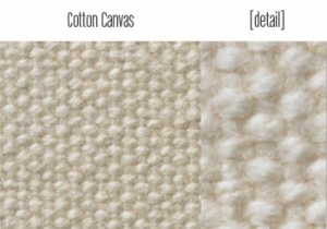 Fragment of cotton canvas with details.