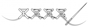 Schematic drawing of the couched cross stitch.