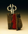 Embroidered needlecase with pair of scissors. Britain/Holland, late 17th century.