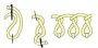 A schematic drawing of a basque stitch.