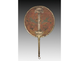 Wedding fan, Korea, mid-19th century, with metal and silk thread embroidery