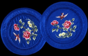 Two silk embroidered cushion covers, made for the export market. China, c. 1970.
