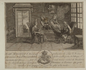 Trade card of Jean Magoulet, Embroiderer-in-Ordinary, Paris, c. 1690.