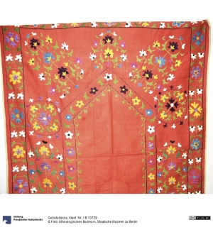 Embroidered prayer mat from Afghanistan.