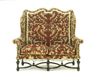 Embroidered settee, late-17th century, England.