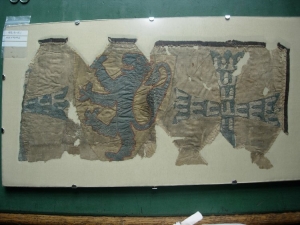 Fragments of embroidered cloth, used  for a Great Seal bag of King Henry III (1207-1272).