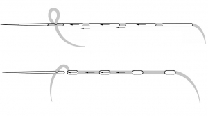 Two types of the long running stitch.