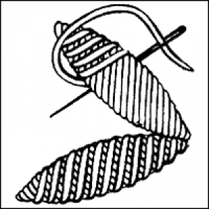 Schematic drawing of a whipped satin stitch.