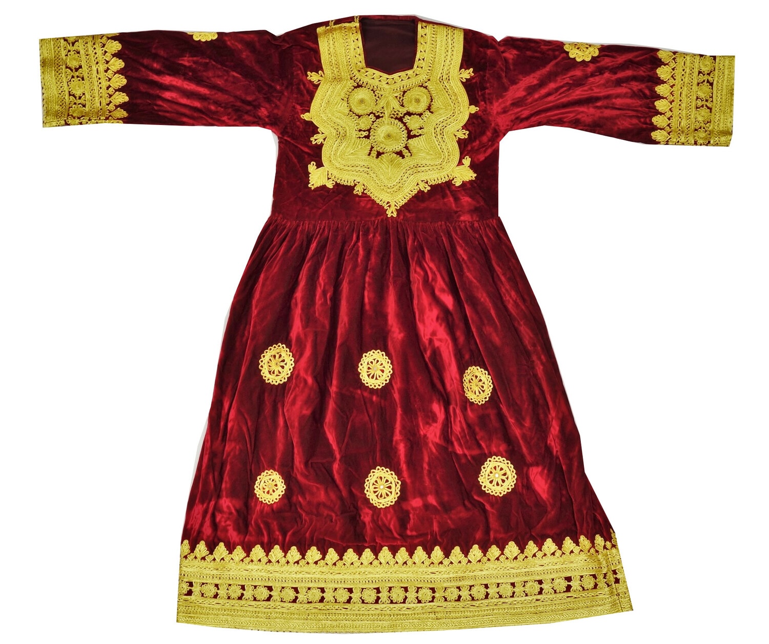 Pashtun woman's dress from Afghanistan, velvet with metal thread braid, 2007 (TRC 2007.0273b).
