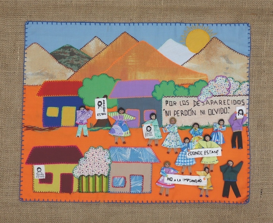 Embroidered arpillera from Chile, 2015 (TRC 2015.0401).