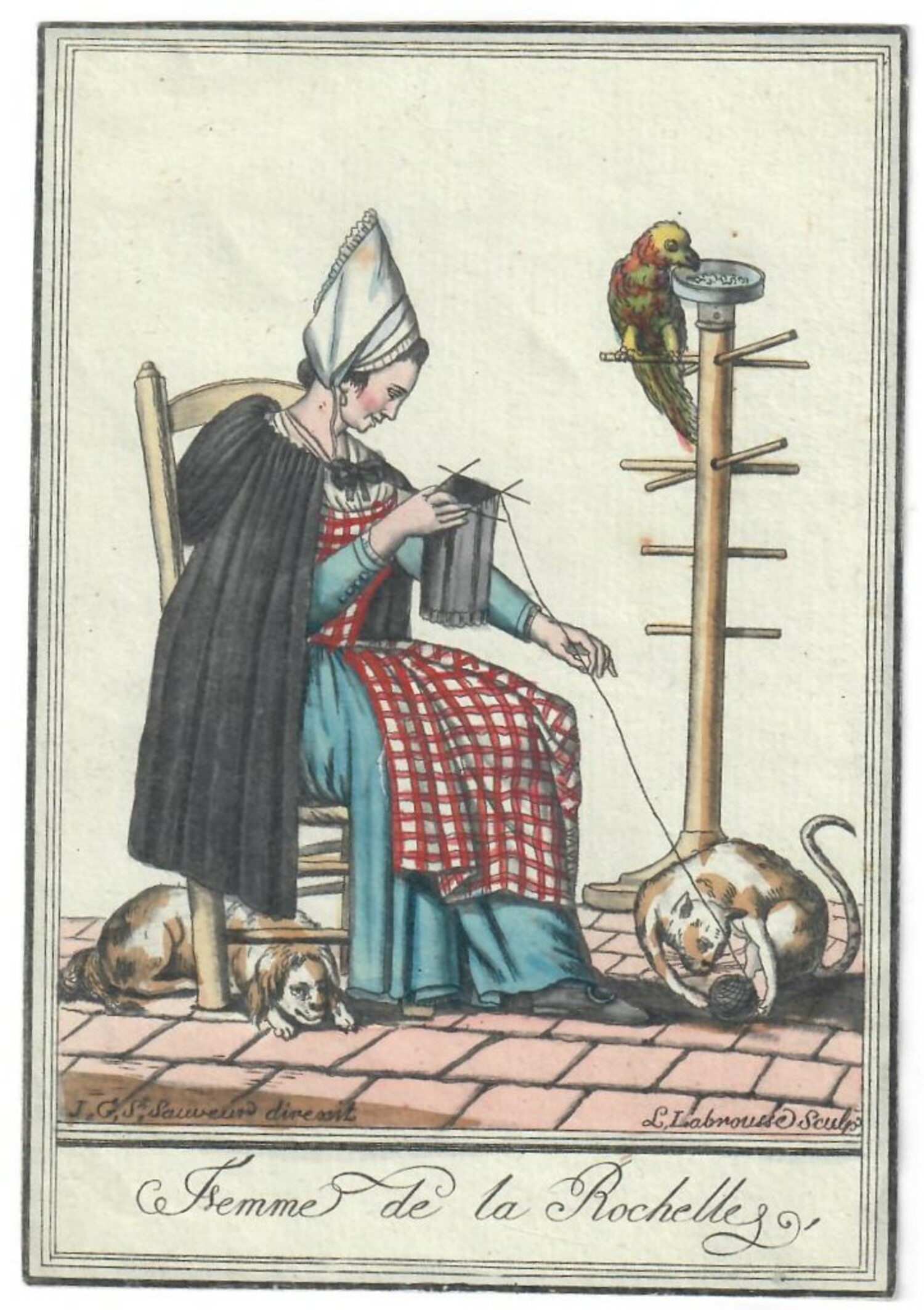 Costume print, France, from 'Costumes de différents pays' (c. 1797), by Jacques Grasset de Saint-Sauveur (1757-1810) (TRC 2023.0004).