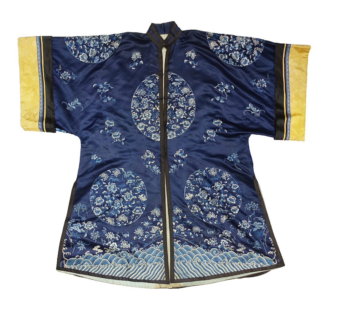 Woven and hand embroidered woman's jacket from early 20th century China (TRC 2023.2069).