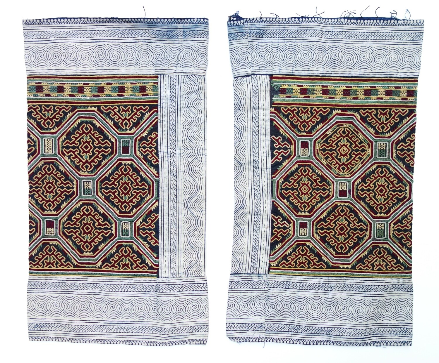 Pair of embroidered sleeve panels, Miao, China, 20th century (TRC 2024.2644a b).