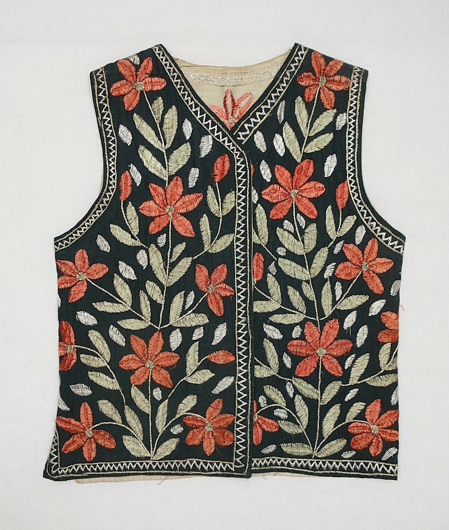 Fig. 7. A long black waistcoat decorated with embroidery. Afghanistan. Purchased in Kabul in 1970s (TRC 2025.0158).