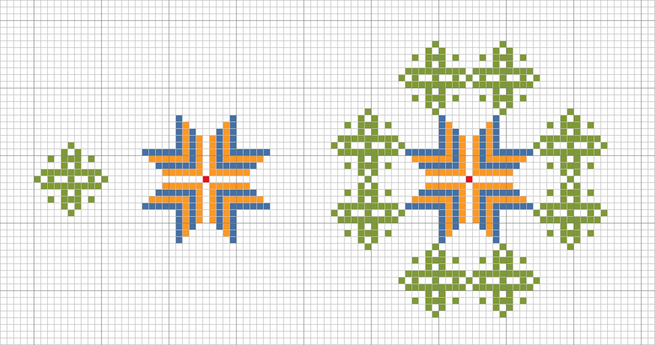 Star design from a school sampler using Berlin wool work motifs (D.H. aged 11 years old, c. 1870; TRC 2020.1629).