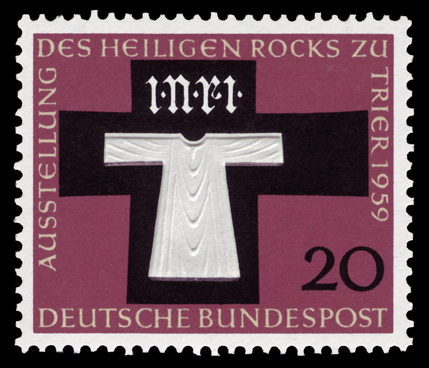 1959 German postage stamp, with a depiction of the Holy Mantle.