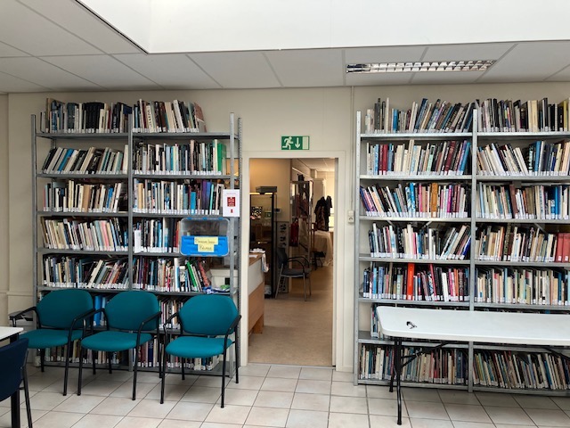 Shelves in the TRC Library.