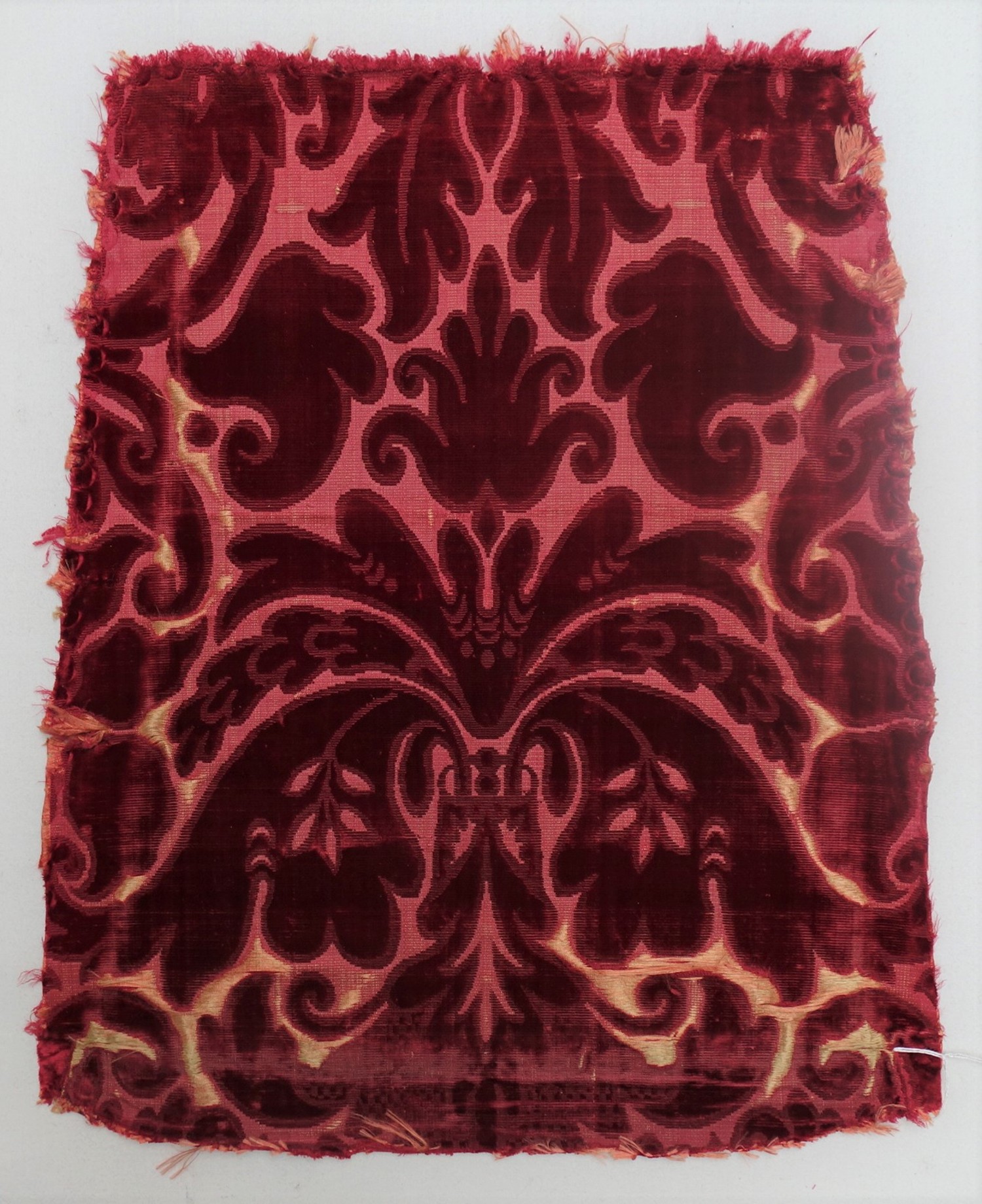 Chair back made of silk, voided velvet with cut and uncut pile, early 19th century (TRC 2011.0368).