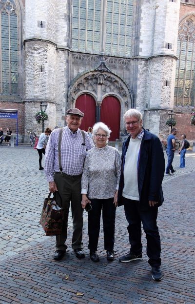 Sherry and Darwin Cook, with Willem Vogelsang in Leiden, 13th October 2018
