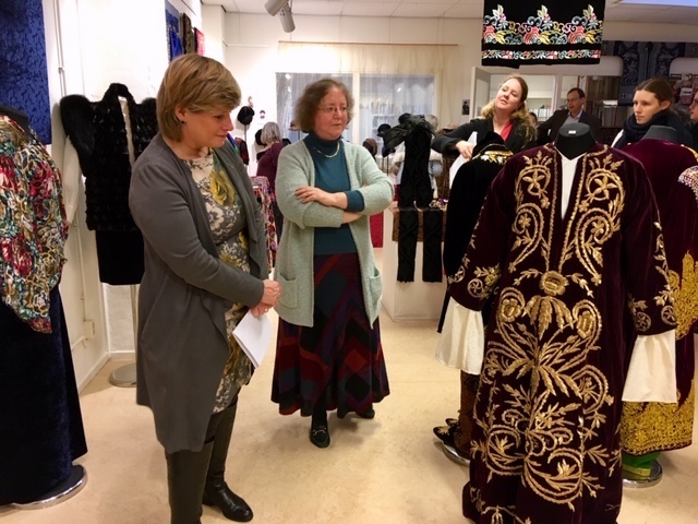 Leiden council Alderman Ms Yvonne van Delft (left) and Dr Gillian Vogelsang (right) at the opening of the Velvet! exhibition, TRC, 22 January 2019.