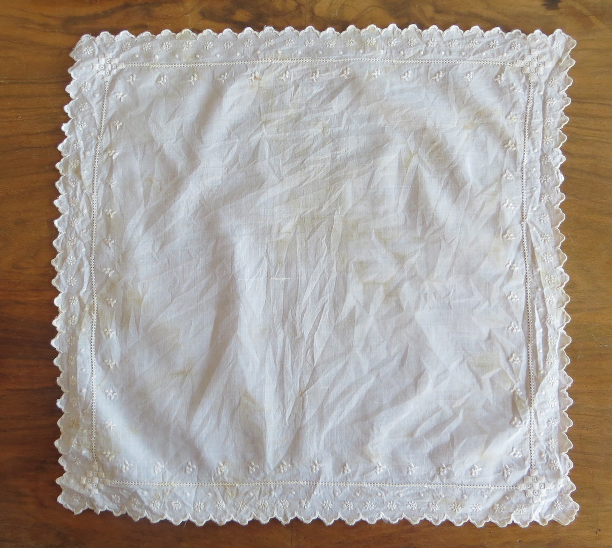 Handkerchief found in a pocket of 19th century skirt TRC 2022.2726a (TRC 2022.2726b).
