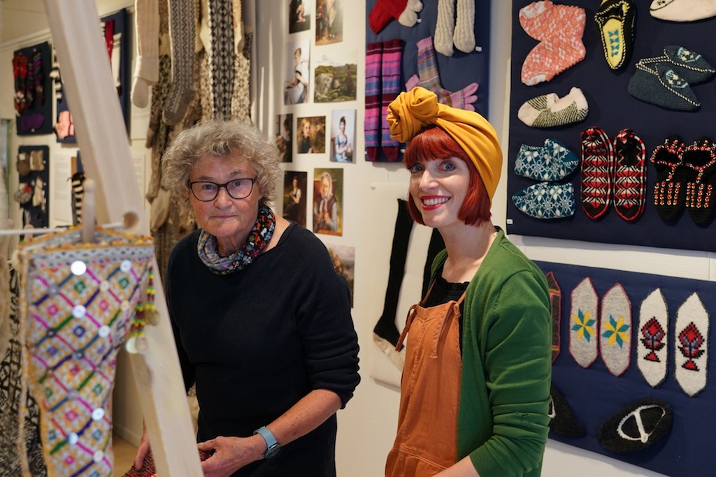 Lies van de Wege and Amber Butchart at the opening of the Socks&Stockings exhibition. Photograph by Joost Kolkman, 2019.