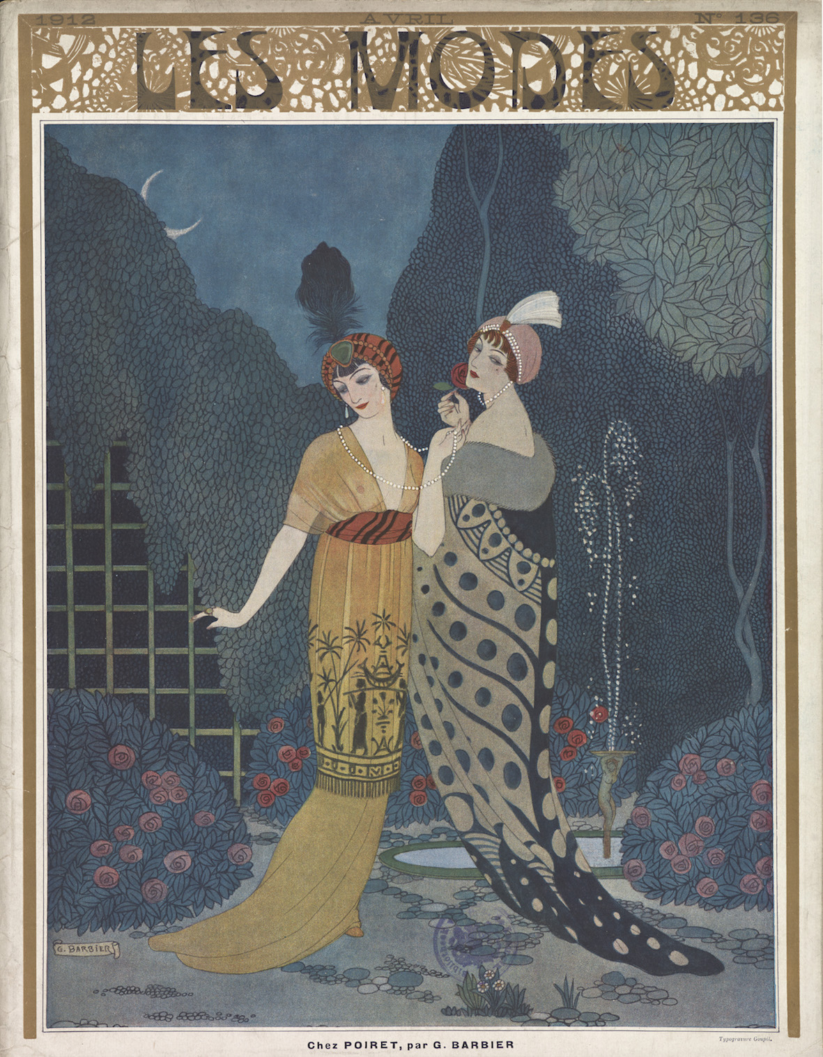 ‘Chez Poiret’, cover of Les Modes, with designs by Paul Poiret, drawn by Georges Barbier, April 1912. Gemeentemuseum Den Haag