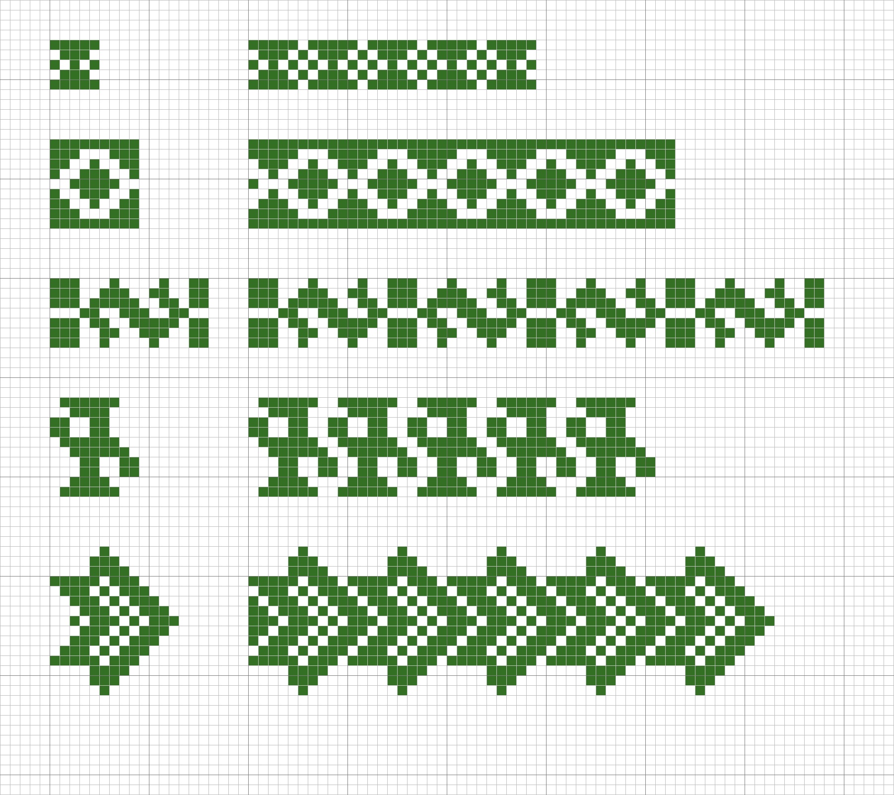 Some cross stitch patterns from a Portuguese sample book (17th century; chart by Gillian Vogelsang-Eastwood, based on MMA 25.92). Please click on the chart to see a PDF file that can be enlarged as required.