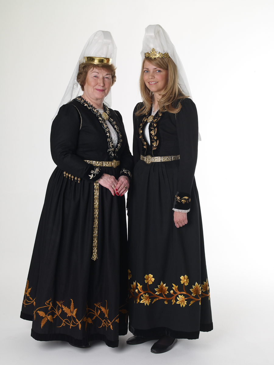 National festive women's costume designed mid-19th century by the Icelandic painter, Sigurdur Gudmundsson.